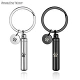 Personalized Pet Names Paw Cylinder Key Chain - Ashes Keepsake