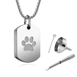Pet Memorial Paw Print Urn Necklace Cremation Jewelry Keepsake Pendant