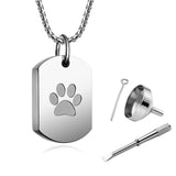 Pet Memorial Paw Print Urn Necklace Cremation Jewelry Keepsake Pendant