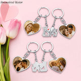 Colorful Photo Keychain His and Hers Engraving Double Side Couple Keychains