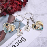 Colorful Photo Keychain His and Hers Engraving Double Side Couple Keychains