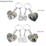 Colorful Photo Keychain His and Hers Engraving Double Side Couple Keychains