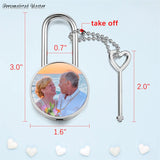 Engraved Picture Text Love Padlock W/ Key for Lover Birthday Gift