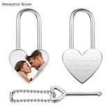 Engraved Picture Text Love Padlock W/ Key for Lover Birthday Gift