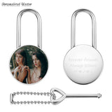 Engraved Picture Text Love Padlock W/ Key for Lover Birthday Gift