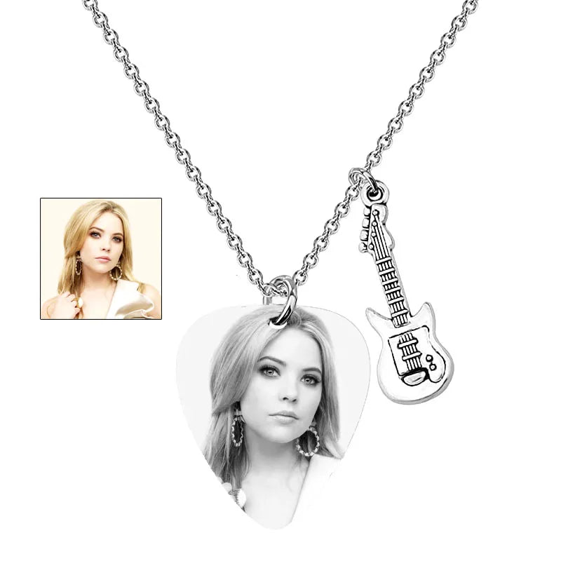 Custom Guitar Pick Pendant Necklace Keychain