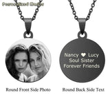 Round Pendant Necklace with Personalized Photo Engraving