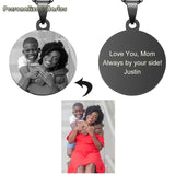 Round Pendant Necklace with Personalized Photo Engraving