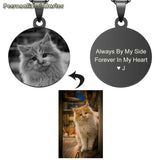 Round Pendant Necklace with Personalized Photo Engraving