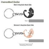 Personalized Cat's Yin Yang Keychains with Engraved Names