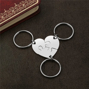 Heart Puzzle Engraved Name BFF Keyrings Friendship DIY Keychains
