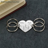 Heart Puzzle Engraved Name BFF Keyrings Friendship DIY Keychains