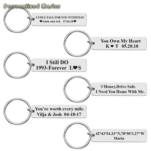 Rectangle Engraved Key Rings for Family Key Chain