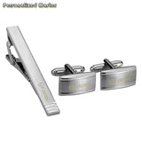 Personalized Name Date Cufflinks Tie Clip Set for Men