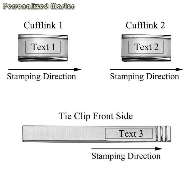 Personalized Name Date Cufflinks Tie Clip Set for Men