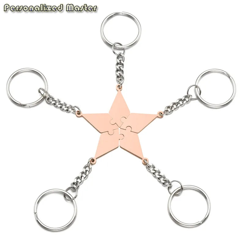 Rose Keychain Stainless Steel BFF Keyring Family Gift