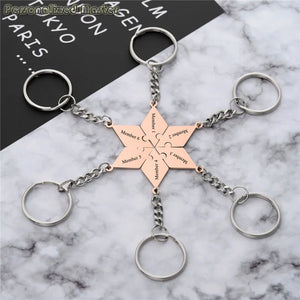 Rose Keychain Stainless Steel BFF Keyring Family Gift