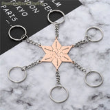 Rose Keychain Stainless Steel BFF Keyring Family Gift