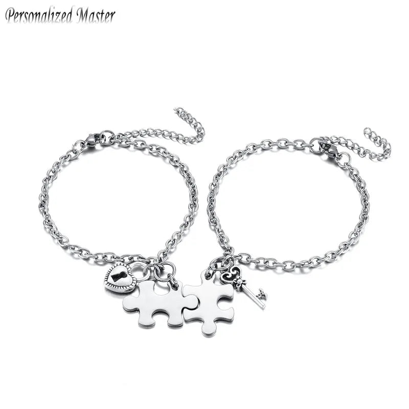 Customizable Name Puzzle Bracelet for Couples