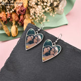 Photo Memorial Dangle Earrings Engraved Personalized Women's Jewelry
