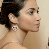 Photo Engraved Heart Triangle Earrings