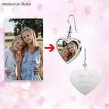 Photo Engraved Heart Triangle Earrings