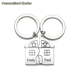 2pcs Matching House First Home Keychain Moving in Keyring Housewarming Gift
