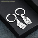 2pcs Matching House First Home Keychain Moving in Keyring Housewarming Gift
