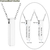 Engraved Text Necklace Stainless Steel Cube Bar Urn Memorial Pendant Necklace