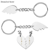 Engraving Date Heart Puzzle Key Chain Stainless Steel Keyring