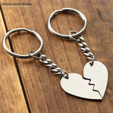 Engraving Date Heart Puzzle Key Chain Stainless Steel Keyring