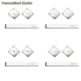 Personalized Steel Cufflinks Tie Clip Set for Mens Business Wedding