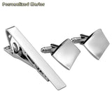 Personalized Steel Cufflinks Tie Clip Set for Mens Business Wedding