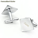 Personalized Steel Cufflinks Tie Clip Set for Mens Business Wedding