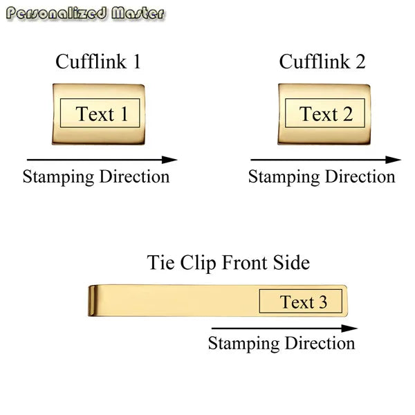 Personalized Master High Stainless Steel Cufflinks Tie Clip Bar Set