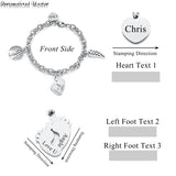Letter Bracelet Stainless Steel Tree of Life Angle Wing Heart Charm Bracelets