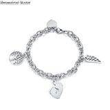 Letter Bracelet Stainless Steel Tree of Life Angle Wing Heart Charm Bracelets