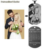 Personalized Calendar Date Photo Necklace with Engraved Name