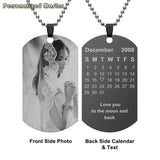 Personalized Calendar Date Photo Necklace with Engraved Name