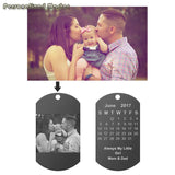 Personalized Calendar Date Photo Necklace with Engraved Name