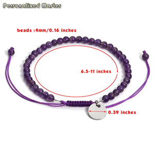 Personalized Stone Bracelet Engraved Name Stretch Braided Adjustable Jewelry