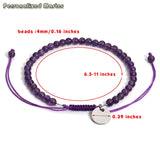 Personalized Stone Bracelet Engraved Name Stretch Braided Adjustable Jewelry