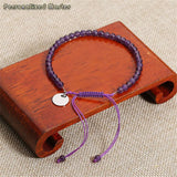 Personalized Stone Bracelet Engraved Name Stretch Braided Adjustable Jewelry