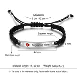 Personalized Medical Alert ID Bracelets Stainless Steel Couple Jewelry