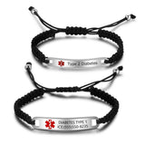Personalized Medical Alert ID Bracelets Stainless Steel Couple Jewelry