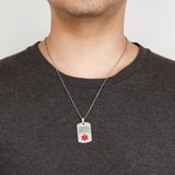 Custom Diabetes Medical Alert Dog Tag Necklace Stainless Steel Engraving Pendant