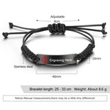 Personalized Medical Bracelets Stainless Steel Bar Adjustable Jewelry for Men