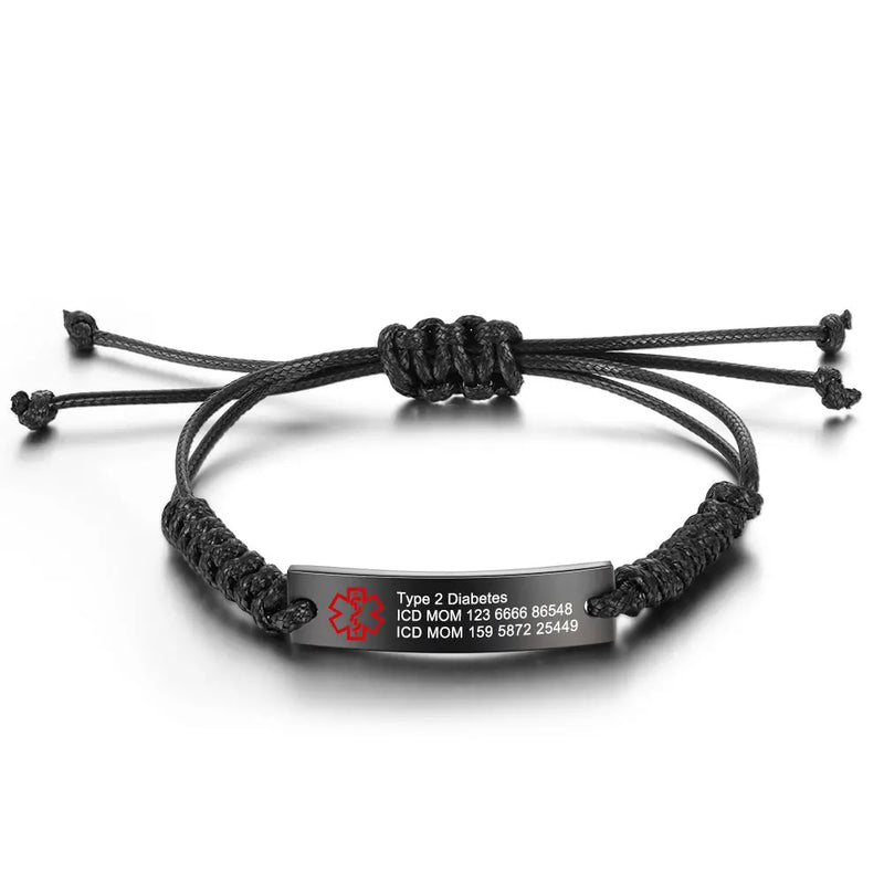 Personalized Medical Bracelets Stainless Steel Bar Adjustable Jewelry for Men