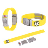 Personalized Medical ID Alert Bracelets Silver Plate Adjustable Waterproof