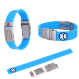 Personalized Medical ID Alert Bracelets Silver Plate Adjustable Waterproof